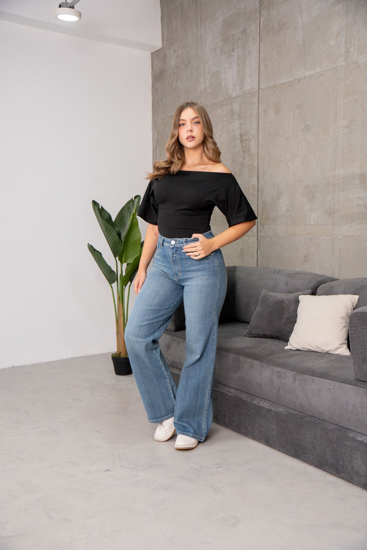 Wide Leg Premium Jaky en Celeste Medio Contaminado