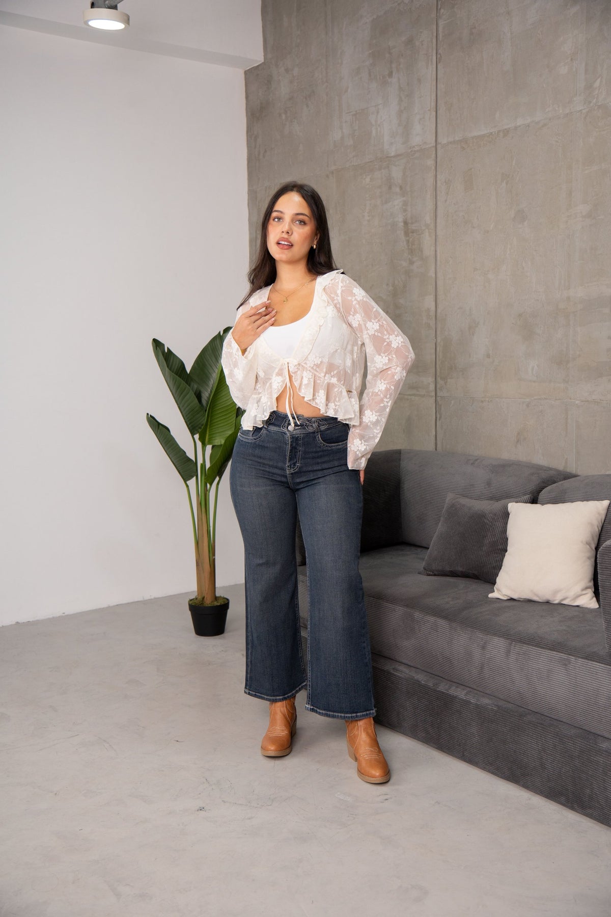 Wide Leg Catarina en Azul Contaminado