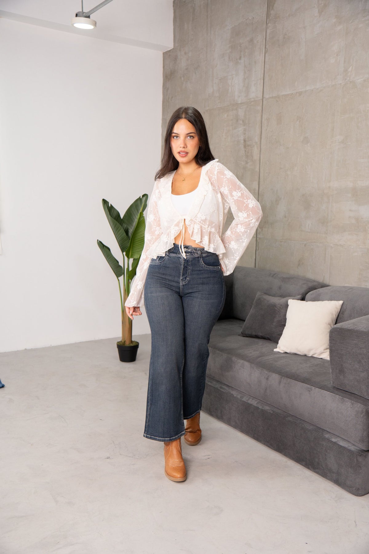 Wide Leg Catarina en Azul Contaminado