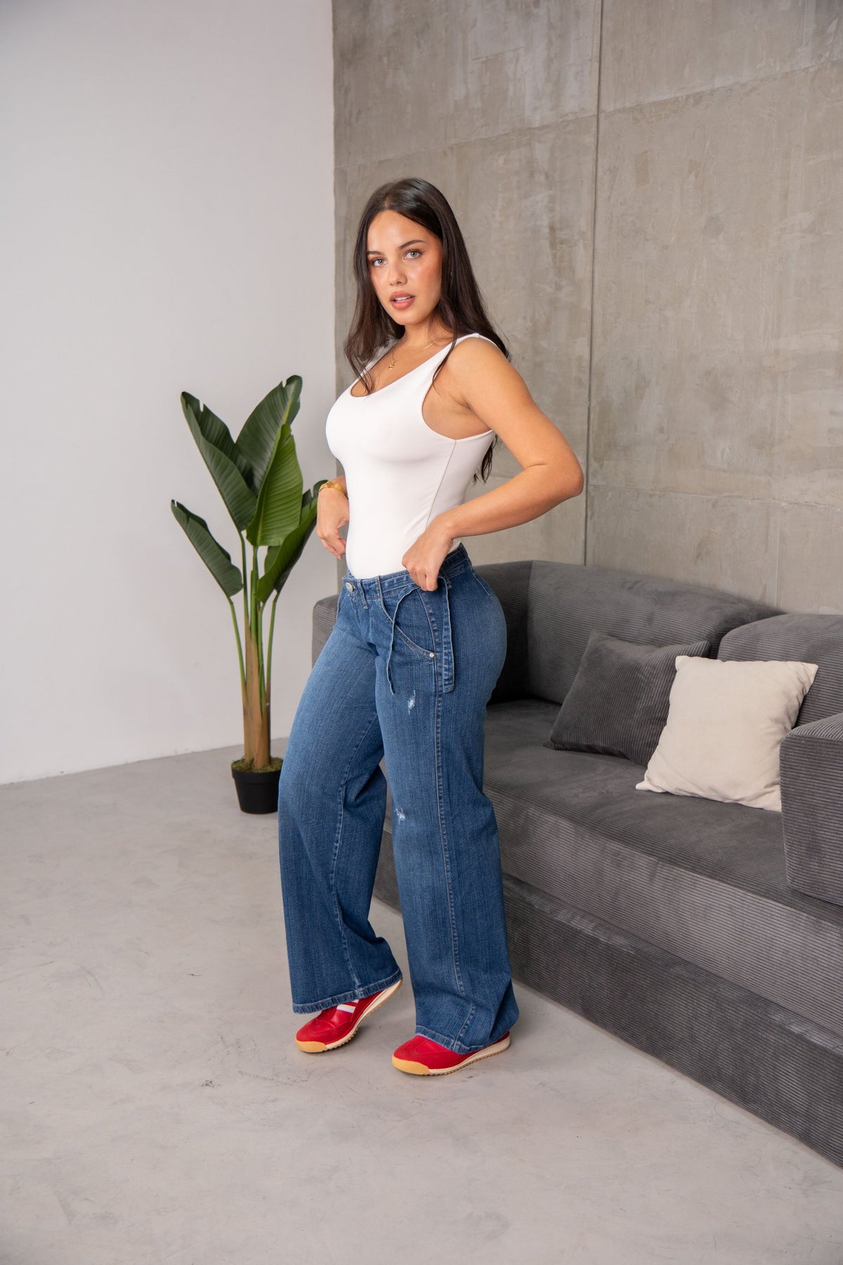 Wide Leg Cristal · Celeste Medio